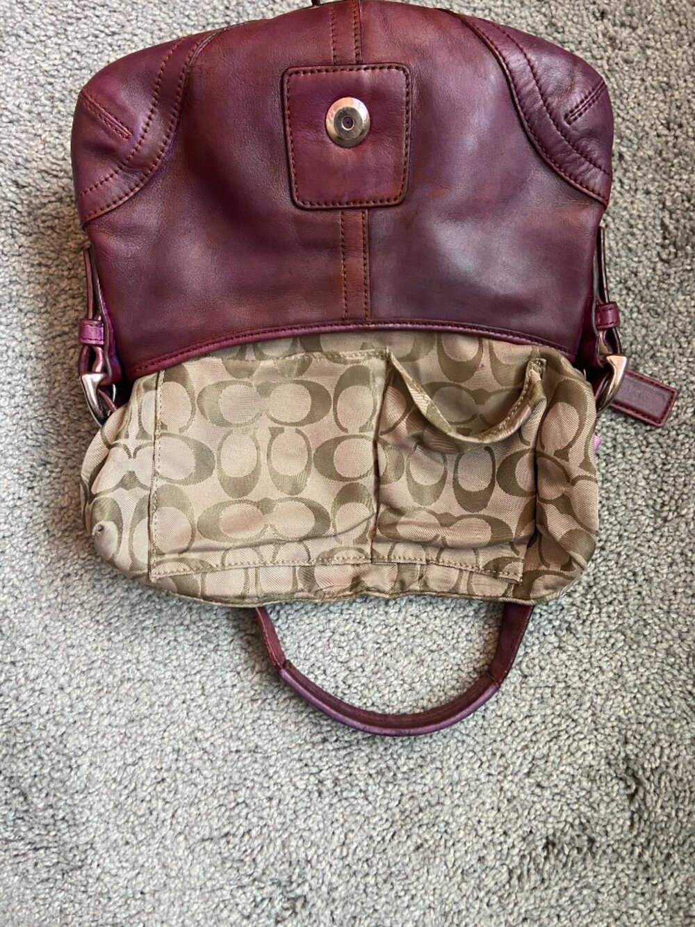 Vintage Coach Y2K Mini Soho Buckle Flap Shoulder Bag- 9247, Burgundy/Wine - Picture 13 of 15
